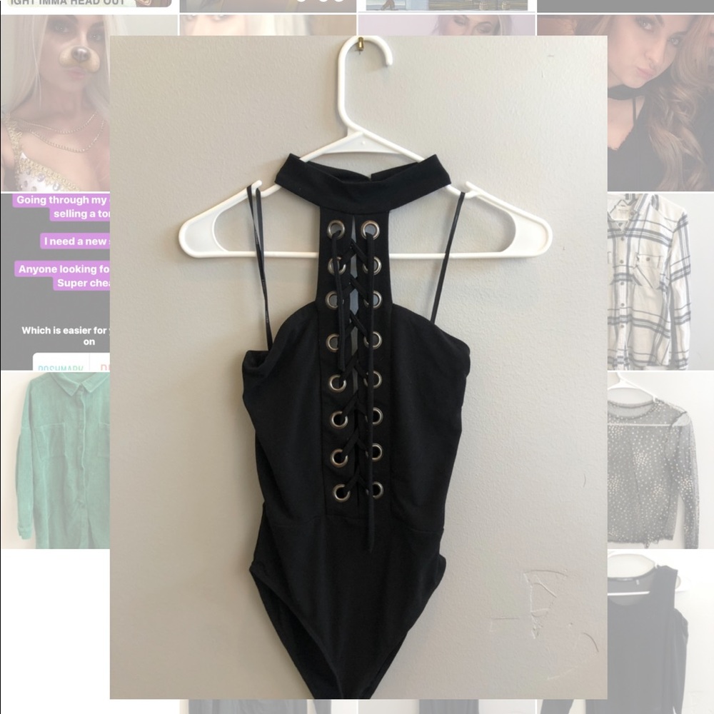 Forever 21 lace up rave black bodysuit